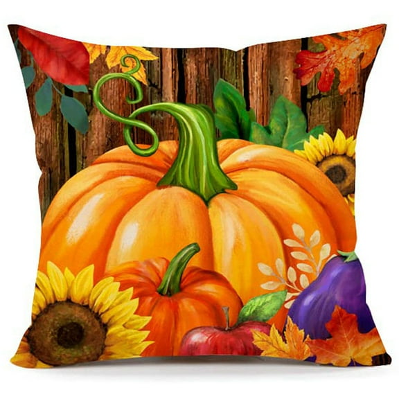1Pc/2Pcs/4Pcs Fall Pillow Covers Pumpkin Autumn Harvest Throw Cushion Case Sunflower Truck Happy Fall Gnome Thanksgiving Pillows Cases Pumpkin Farm Decor for Couch Sofa Outdoor Home Decor, 18x18Inch