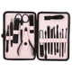 thumbnail image 1 of Juego de herramientas de manicura, cuchillo de pedicura, tijeras para cejas, cortaúñas de acero inoxidable, 16 Uds., color rosa, 1 of 8