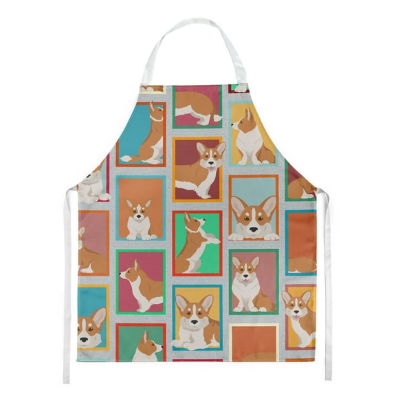 Lots of Red Cardigan Corgi Apron 27 in x 30 in