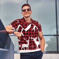 thumbnail image 6 of Balery Christmas Buffalo Plaid Printed Men’s Short Sleeve Polo Shirt, Midweight Men's Shirt,Golf Polo shirts -XX-Large, 6 of 8