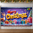 thumbnail image 6 of Reindeer Design Merry Christmas Banner Colorful Gifts Xmas Display Snowflakes Pattern Candy Canes Christmas Backdrop for Christmas Party Home Decoration Family Gathering, 6 of 9