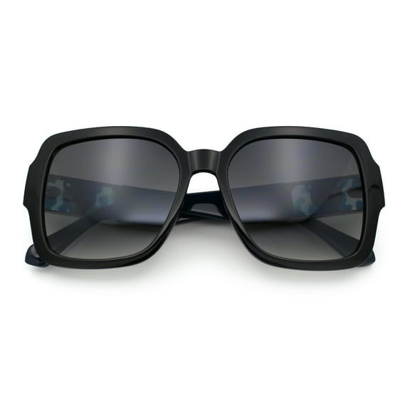 Luxury 90s Bold Jaguar Emblem Rectangle Butterfly Thick Plastic Fashion Sunglasses Black Silver Blue - Smoke
