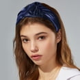 thumbnail image 3 of Unique Bargains 1 Pcs Shiny Knotted Wide Head Bands for Women Hairband Hair Hoop Hair Accessories Dark Blue, 3 of 7