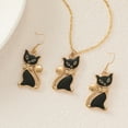 thumbnail image 3 of 1 set Cat Shape Zinc Alloy Enamel Pendant Necklaces & Dangle Earrings sets Golden 450mm, 3 of 5