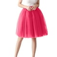 thumbnail image 3 of VUPSGEZ Women's High Waist Pleated Mesh Skirt Mid Length Large Size A Line Skirt (Hot Pink,XL), 3 of 3