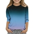 thumbnail image 2 of Tungbrin Chemises à Manches 3/4 pour Enfants Garçons Filles Mode Dégradé Col Rond Hauts Vêtements Imprimés pour Enfants, 2 of 5