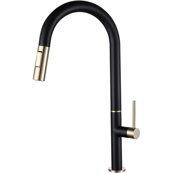 Kitchen Sink Faucet, Electroplating Black Single Handle Kitchen Faucet with Pull Down Sprayer Utility Sink Faucet,Black Touch on