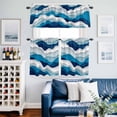 thumbnail image 2 of Blue Ombre Kitchen Curtains Sets for Windows 24 Inch Length, Modern Geometric Abstract Art Moire Rod Pocket Window Treatments Tier Curtains and Valances Set for Bedroom/Bathroom, 2 of 8