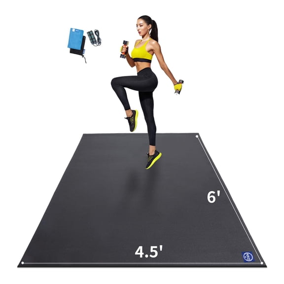 Premium Large Exercise Mat 6'x4.5'x7mm, Ultra Durable Workout Mats for Home Gym Flooring, Non-Slip, Thick Cardio Mat for Plyo, MMA, Jump, Weightlifting- Shoe Friendly, Eco Friendly
