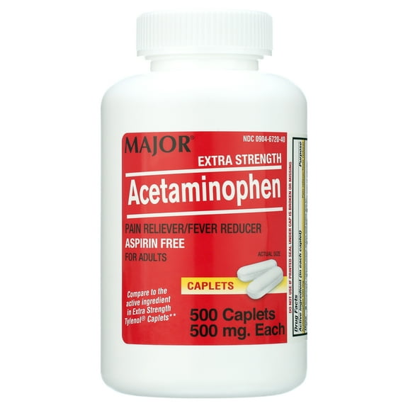 Major - Acetaminophen 500mg (generic Tylenol Extra Strength) - 500 Caplets