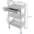 thumbnail image 2 of 3-Tier Beauty Trolley, 220.46Lbs 360° Rotate Silent Wheels Salon Beauty Cart Heavy Duty Beauty Cart with Drawer and Waste Bin for Barber Shops, Beauty Shops, Pet Shops (Grey), 2 of 7