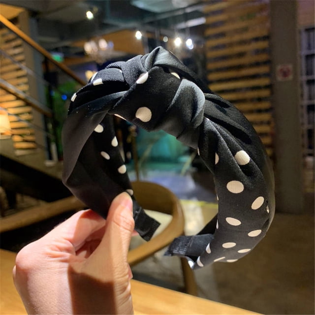Fiudx Diadema de Lunares para Mujer, Diadema con Lazo, Banda para El Pelo de Moda para Primavera y Verano