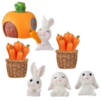 Worgeous 9Pcs Cute Figurines Miniature Bunnies Resin for Table and Countertop Decorations