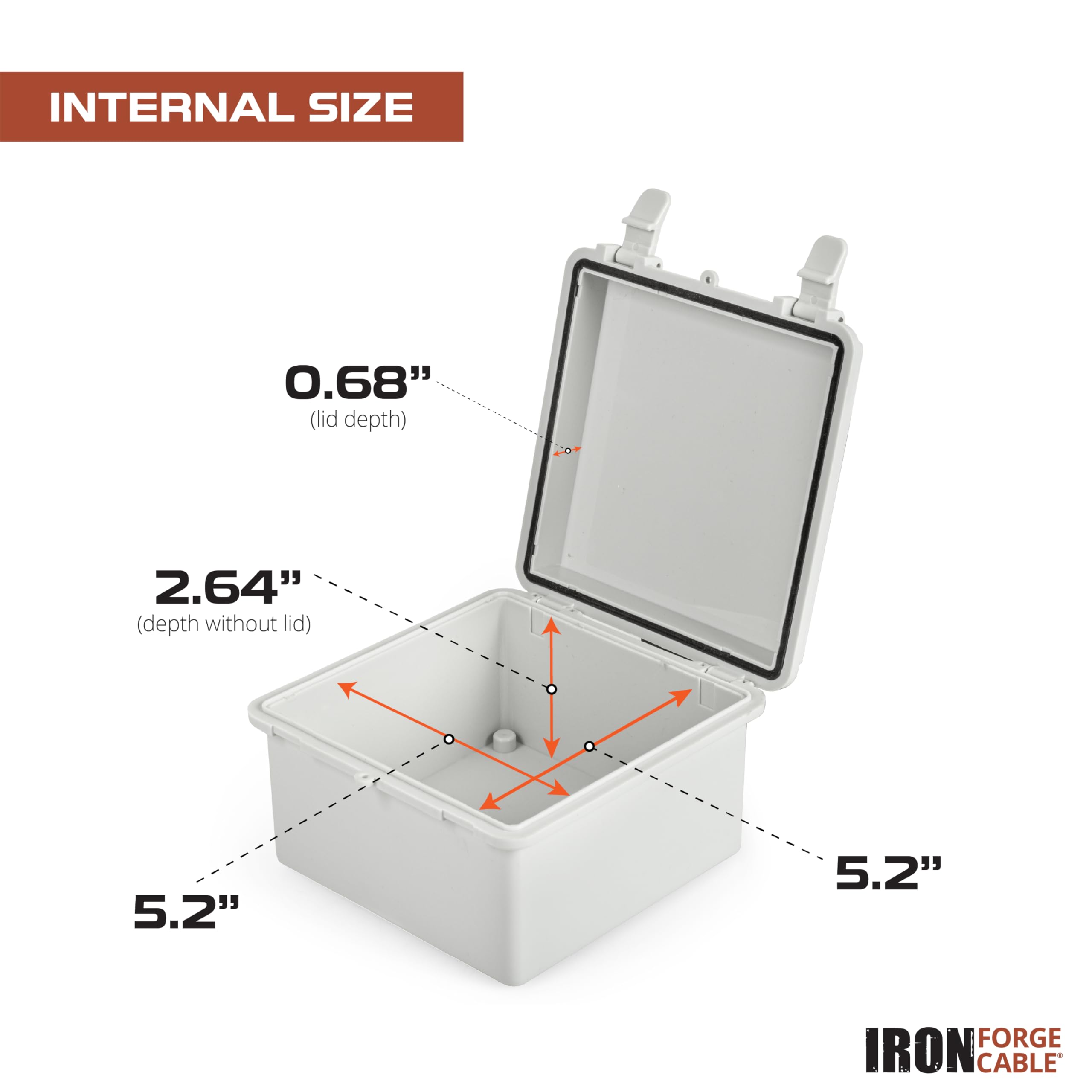 Iron Forge Cable Waterproof Junction Box - Outdoor Electrical Enclosure with Complete Accessories, ABS Plastic Project Boxes Weatherproof Hinged Light Gray Panel Cover, IP65 6" x 6" x 3.6" Inch