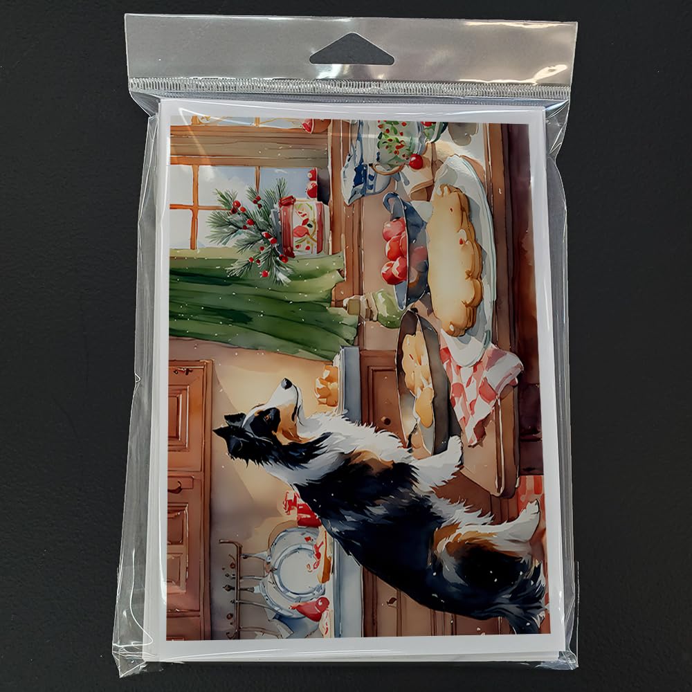 Border Collie Christmas Cookies Greeting Cards Pack of 8 7 in x 5 in