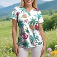 thumbnail image 4 of COMVALUE Scrub Tops Women Short Sleeve Plus Size V Neck Fun Printed Scrubs Top Medical Nursing Uniforms with Pockets (White, S), 4 of 9