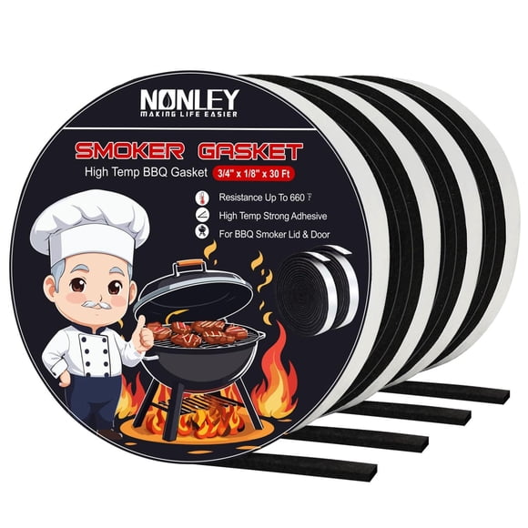 Junta de Ahumador Nonley Negra XXL Autoadhesiva de Alta Temperatura para Barbacoa
