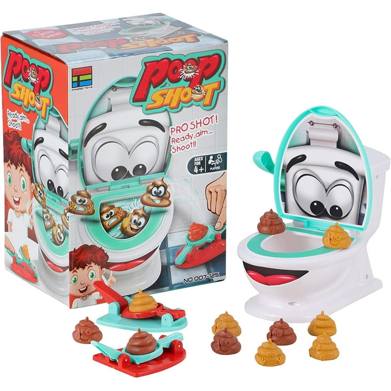 Creative Family Game Includes One Toilet,Two Launchers and 12 Soft Toy  Poops,Gift for Kids 4 5 6 7 8 Year Old