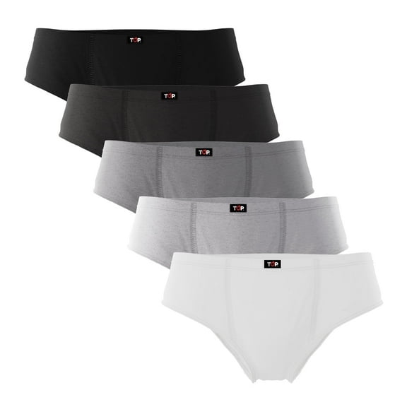 TOP Men's 100% Cotton Briefs, Breathable Comfortable Classic Fit, Pack of 5, Sizes S-3XL