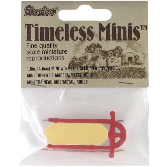 Darice Timeless Miniatures Toy Sled - Wood/Metal Red