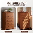 thumbnail image 5 of OKD 48" Tall Farmhouse Dresser 6 Drawers Modern Rustic Wood Chest of Drawers Closet Storage Organizers for Bedroom Living Room Hallway, Cherry, 5 of 7