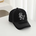 thumbnail image 4 of Tisuna Washed Dinosaur Baseball Cap For Kids Cartoon Adjustable Toddler Hat Fashion Retro Boys Girls Casual Golf Tennis Sun Hat Black, 4 of 4