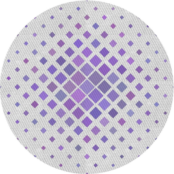 Ahgly Company Indoor Round Patterned Lavender Purple Novelty Area Rugs, 3' Round