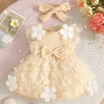 thumbnail image 2 of mgoYE Baby Girl Flower Dress Summer, Tutu Tulle Boho Princess Wedding Birthday Party Dresses for Infant Girls(Beige,3-6 Months), 2 of 6