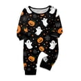 thumbnail image 4 of Halloween Pajamas, Halloween Matching Family Pajamas Pumpkin Ghost Spider Web Print Long Sleeve Two Piece Pj Set Comfort Sleepwear Nightwear Loungewear Spooky Holiday Party Season Photo Outfit, 4 of 4