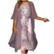 thumbnail image 1 of Puntoco Falda Larga De Manga Tres Cuartos Para Mujer Con Tirantes Estampados Para Vacaciones Falda Completa De Estilo Bohemio Conjunto Verdadero De Dos Piezas Morado M,Regalos Para Mujer Joven, 1 of 3
