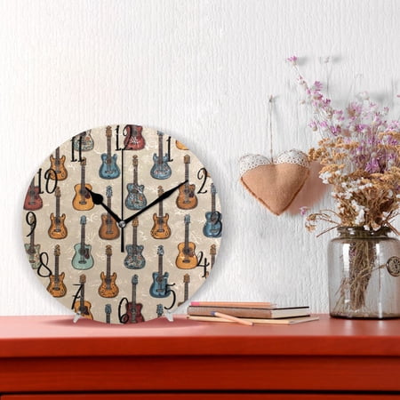 10 Quartz Indoor Wall Clock Silent Mechanism - Classic Guitar Music Art