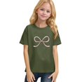 thumbnail image 5 of CCRFTGI Shirt for Children Girls Size 10-12 Funny Preppy Bowknot Graphic T Shirts Trendy T-Shirt Summer Tops Short Sleeve Crew Neck Tees Tops Army Green 9-10 Years, 5 of 6