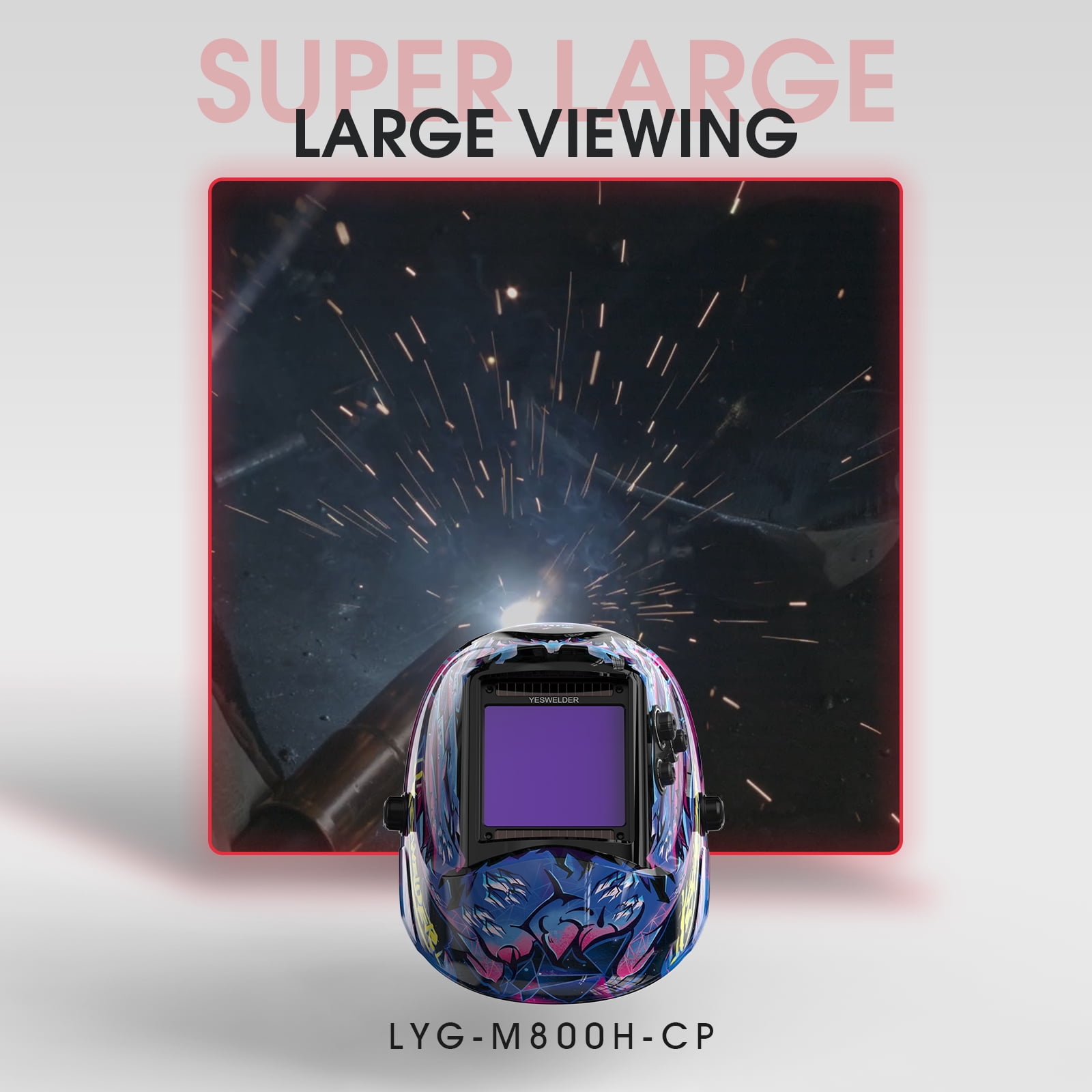 YesWelder Large View Auto Darkening Welding Helmet, 1 Piece
