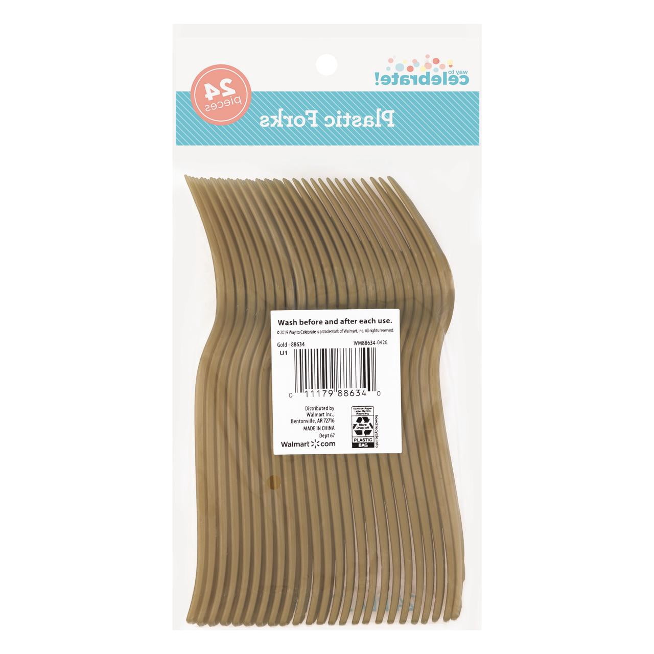 (6 pack) 24CT Gold Disposable Plastic Forks by Way To Celebrate