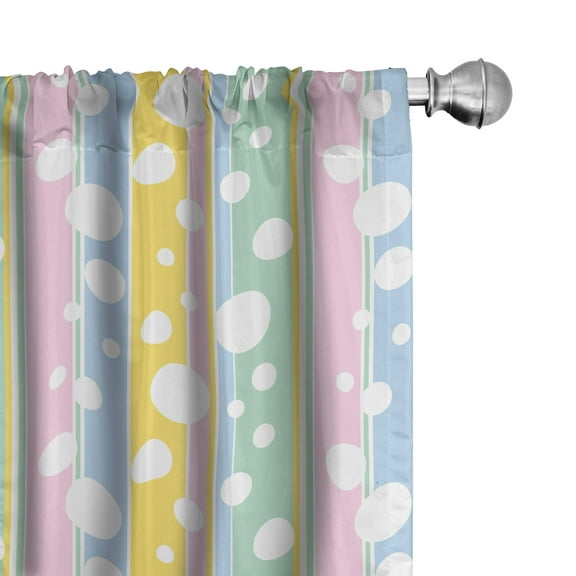 Ambesonne Abstract Curtains, Pastel Colored Stripes, Pair of 28"x63", Multicolor