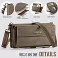 thumbnail image 5 of CaseMe Wallet Case For iPhone Air 6.5-inch, RFID Blocking PU Leather Case Women Men Kickstand flip Cover Wrist Strap Zipper Credit Card Holder Slot,Coffee,For iPhone Air, 5 of 10