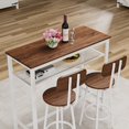 thumbnail image 7 of Tcbosik 3-Piece Bar Table Set with Metal Frame, 39.4" Kitchen Table with Storage Shelf, 2 Barstools with Back, Space Saving Kitchen Table Set for Dining Room, Brown & Black, 7 of 7