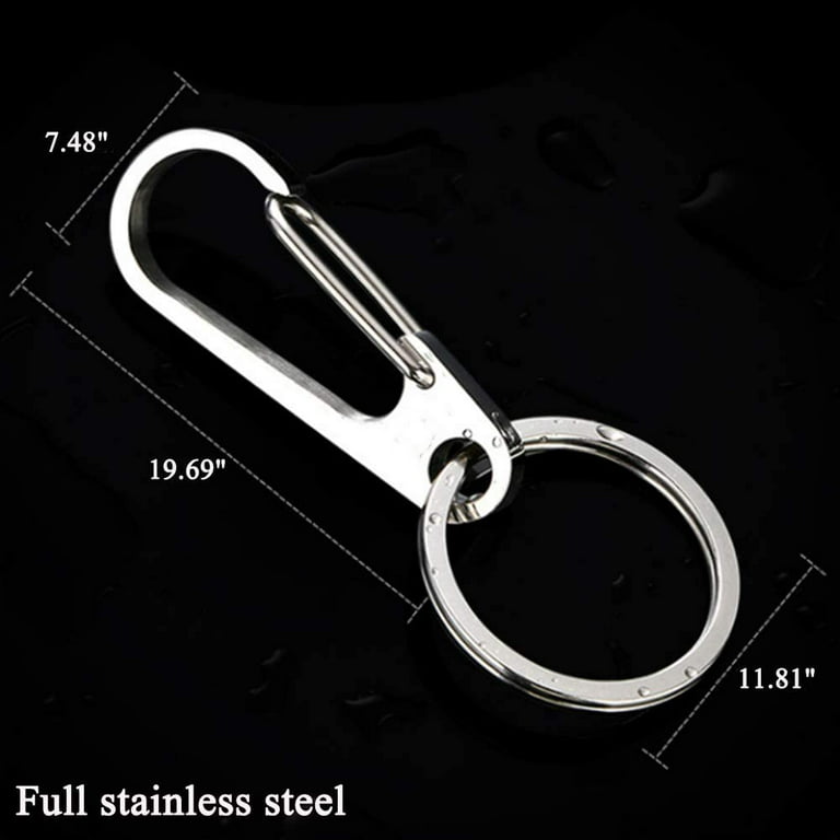 3-Pack Stainless Steel Keychain with Carabiner Clip, Easy Release, for Car  Keys, House Keys