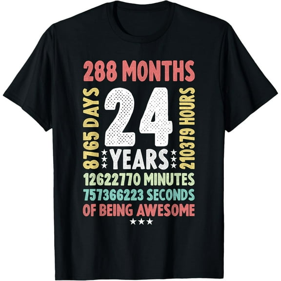 24th Birthday 24 Years Old Vintage Retro - 24 yr old T-Shirt
