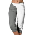 thumbnail image 2 of BVOFAR Women's Capri Pants with Pockets Color Block Elastic Waist Joggers Loose Fit Straight Leg Workout Capris Gym Workout Running Crop Trousers Gray S, 2 of 7