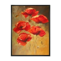 Designart 'Ancient Blooming Poppies II' Traditional Framed Canvas Wall Art Print