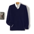 thumbnail image 3 of Men Sweater V Neck Pullover Long Sleeve Wool Knitwear Casual Tops Autumn Winter New Version Soft And Comfortable Men's Thin Top, 3 of 5