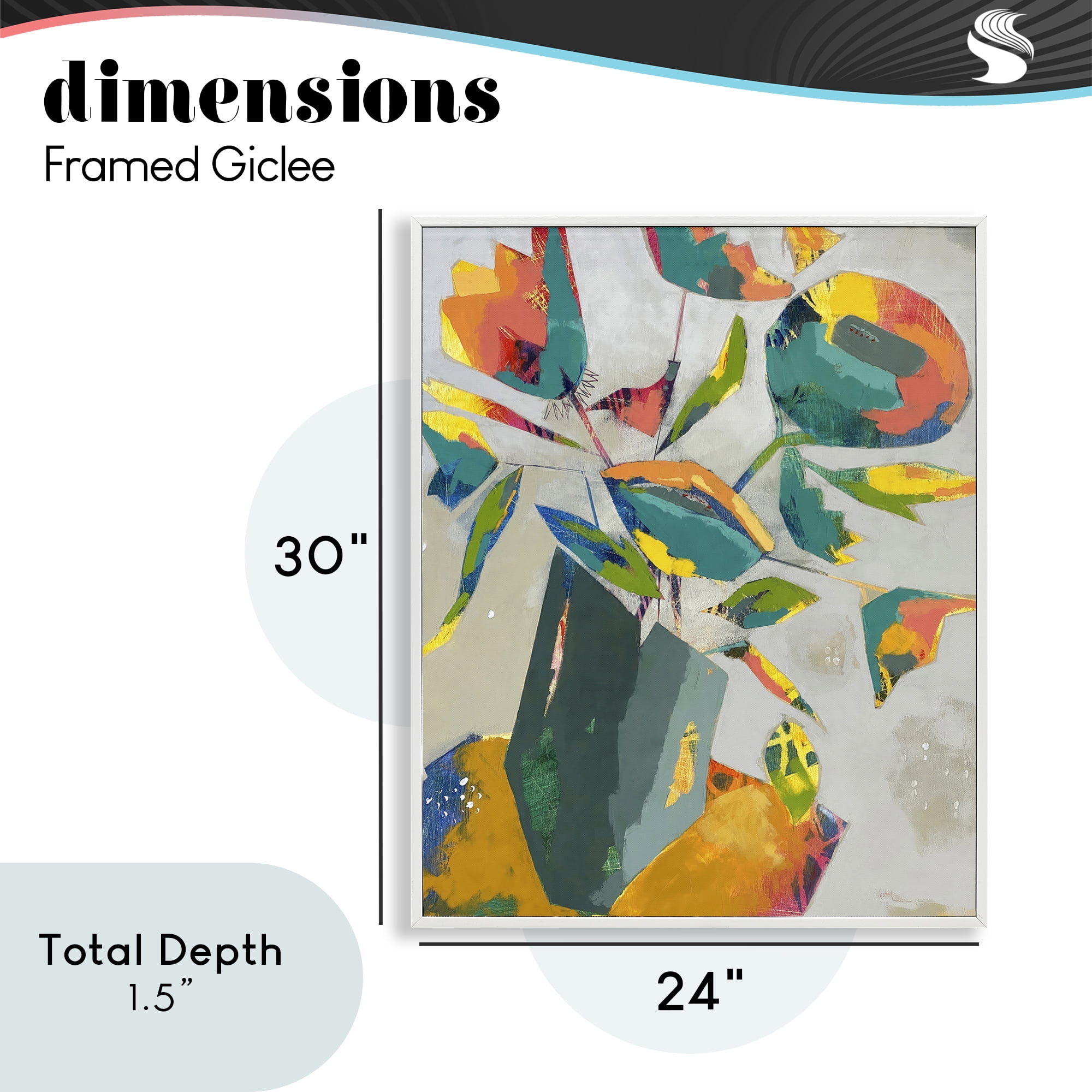 Mischief & Merrymaking Abstraction White Framed Giclee Art, design by Dianna Fritzler