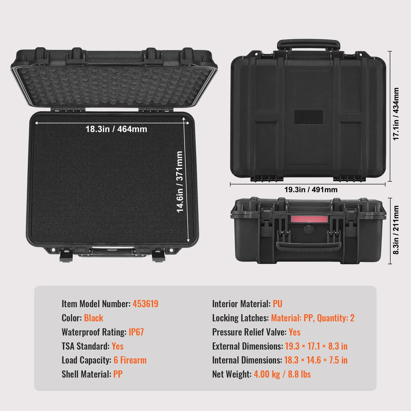 LINJH LINJH Hard Pistol Cases with Pre-cut PU Foam Lockable Pistol Case for 6 Pistol