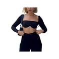 thumbnail image 4 of Franhais Women Long Sleeve Square Neck Cropped Shirt Top Blouse Sexy Low Cut Fashion Streetwear, 4 of 5