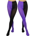thumbnail image 2 of ToBeInStyle Women's Two Toned Jester Tights w/ Reinforced Toe - Black/Purple - One Size Plus, 2 of 5