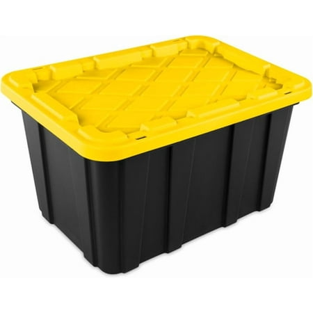 6-Pack Industrial Tote, Plastic Storage Container Bins with Lids, 27 Gallon - Heavy-Duty Organizing Containers for Closet, Bathroom, and Office