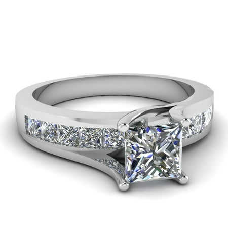 1 carat princess cut diamond bridge style engagement rings for women in 14k white gold gia - White Gold Princess Cut Wedding Rings 1 carat princess cut diamond bridge style engagement rings for women in 14k white gold gia - White Gold Princess Cut Wedding Rings