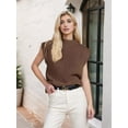 thumbnail image 6 of Women'S Mock Neck Sleeveless Sweater Vest Casual Cap Sleeve Knit Pullover Tank Tops Spring Summer Clothes Dark Brown S, 6 of 8