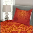 thumbnail image 3 of Ambesonne Chinese Quilted Bedspread Set 2 Pcs, Traditional Nature Art, Twin Size, Pale Orange Burgundy, 3 of 4